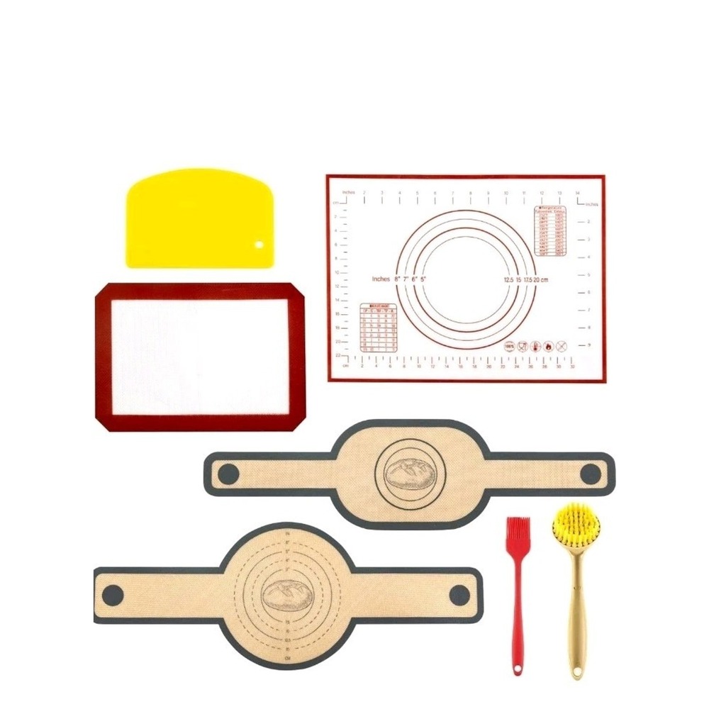 Silicone Bread Sling 7PC Baking Mat Set Sourdough Tool Kit s8